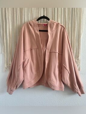 BUTTERMELON Pink Hooded Oversized Terry Sweatshirt Bohemian Spring